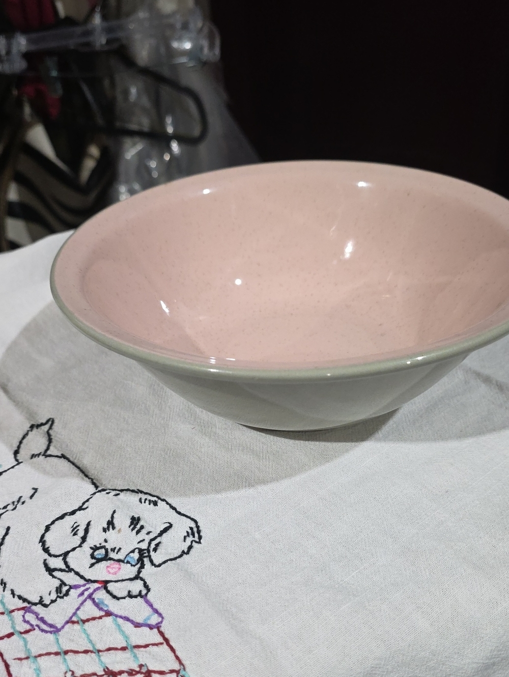 Harker Stoneware Pink Interior Ceramic Bowl